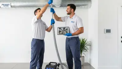 Technician performing air duct cleaning for residential HVAC system in Seattle, WA