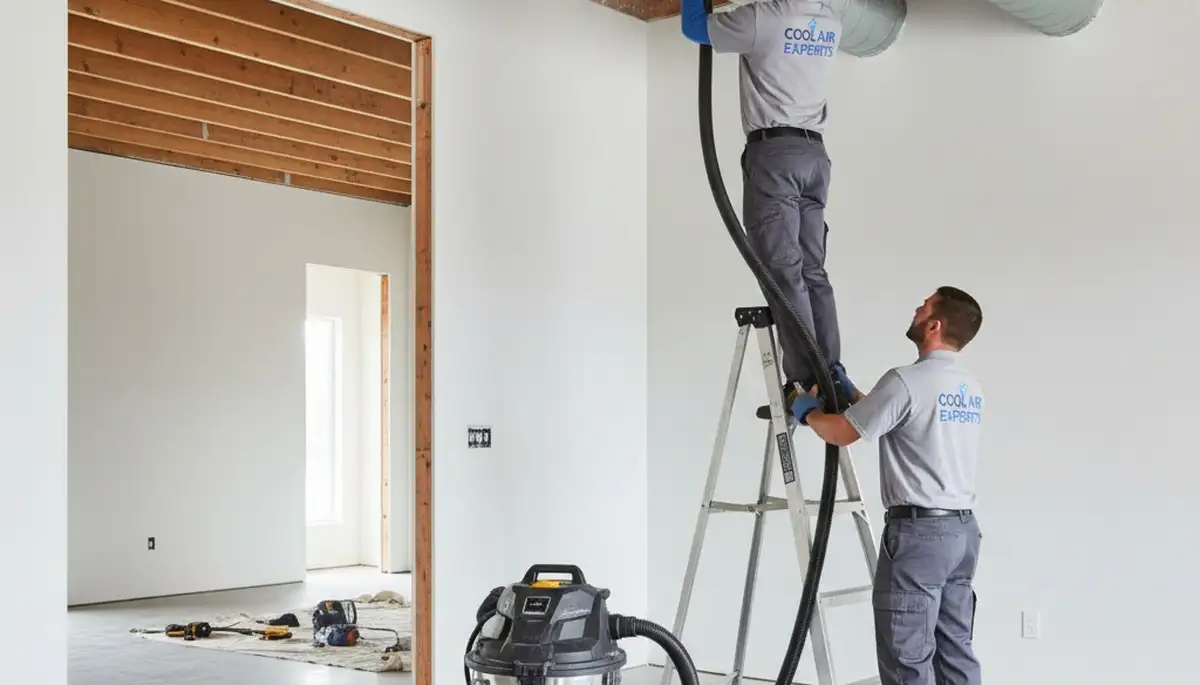 Technician cleaning air ducts for AC system in Seattle, WA home to improve HVAC efficiency