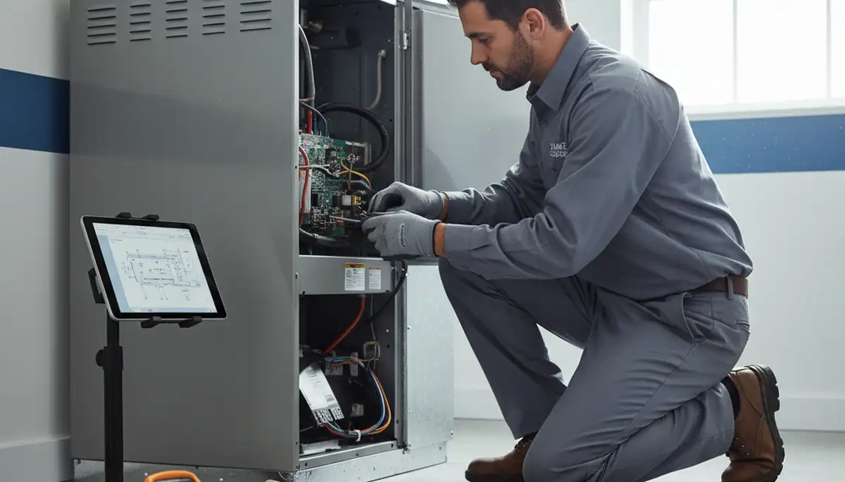 Technician performing heating repair service in Seattle WA for Five Star Cooling