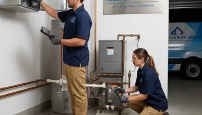 Technician performing AC repair and plumbing service in Seattle, WA for Five Star Cooling
